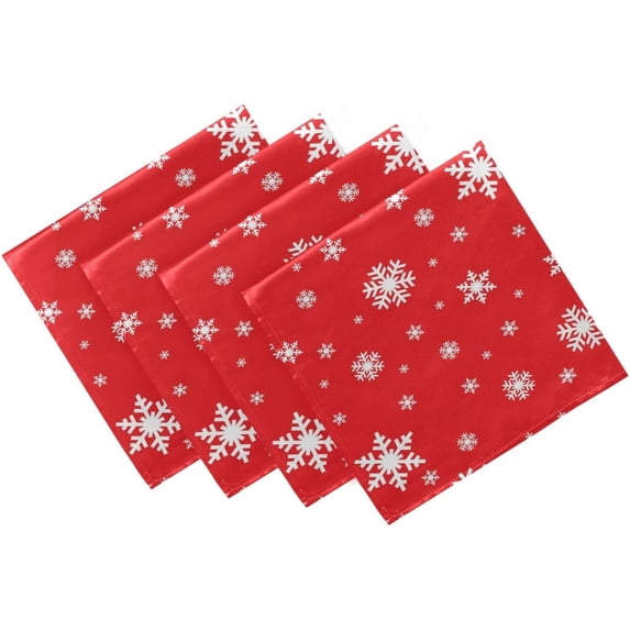 GZHJMY Christmas Beautiful Snowflake Pattern Cloth Napkins, Set of 4 20 x 20 Inch Soft & Comfortable Polyester Dinner Napkin for Family, Restaurant, Weddings, Parties, Holiday Dinner,Red