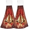 thumbnail image 1 of GZHJMY Christmas Bell Hanging Tie Towels Set of 2, Soft Absorbent Kitchen Hand Towels with Hanging Loops for Kitchen Bathroom Farmhouse Home Decor, 18.2 x 14 Inch Wash Cloths, 1 of 7
