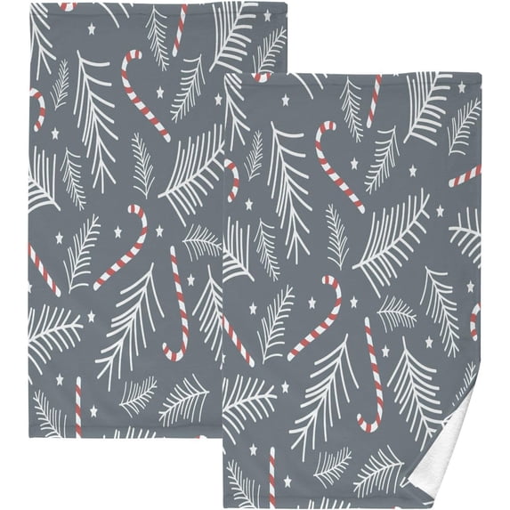 GZHJMY Christmas Branches Cotton Hand Towel Set of 2, Highly Absorbent Soft Fingertip Towels for Bathroom Kitchen Hotel Gym Spa, 16 x 28 Inch Washcloths