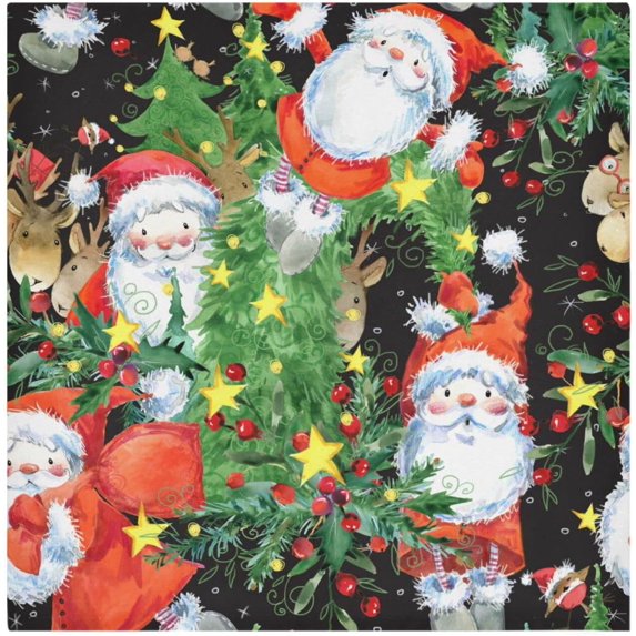 GZHJMY Christmas Cloth Napkin Cute Santa Reindeer Xmas Berry Kitchen Dining Table Holiday Decor Housewarming New Year Gift 1 Pack 20" × 20"