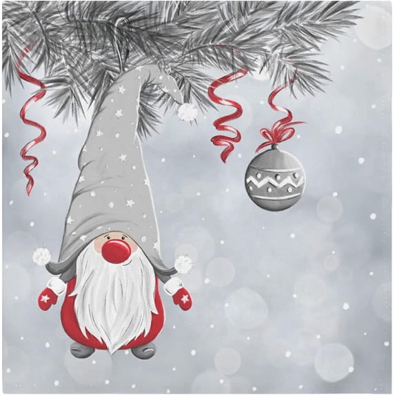 GZHJMY Christmas Cloth Napkin Xmas Gnome Ball Grey Kitchen Dining Table Decor for Family Gathering Festive Dinner Napkin Party Favors 4 Pack 20" × 20"
