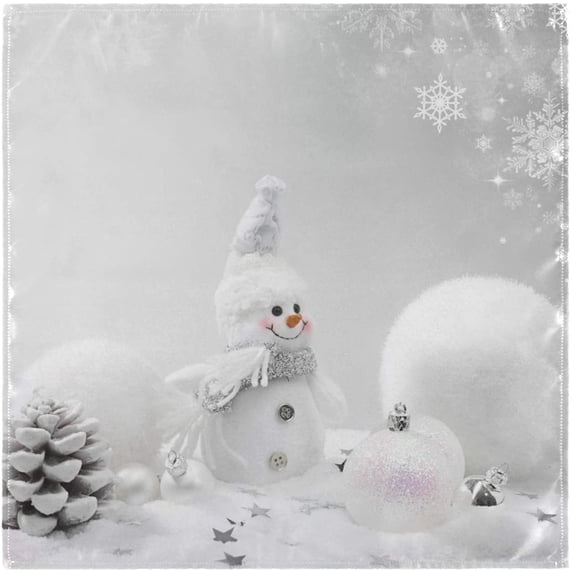 GZHJMY Christmas Cute Snowman Stars Snowflakes Cloth Napkins, Set of 1 20 x 20 Inch Soft & Comfortable Polyester Dinner Napkin for Family, Restaurant, Weddings, Parties, Holiday Dinner