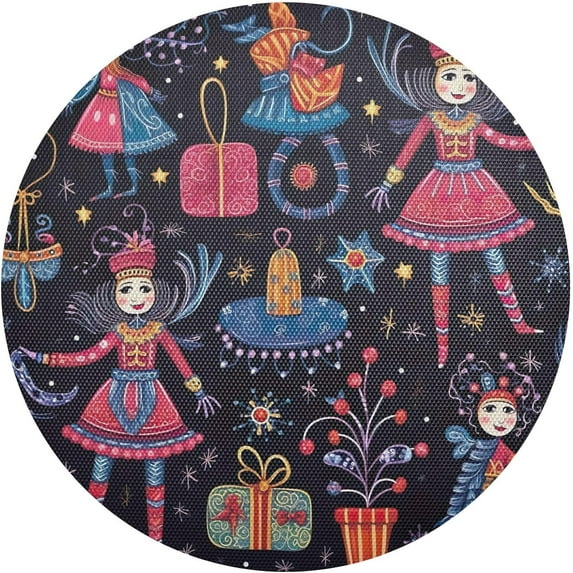 GZHJMY Christmas Elf Placemats Set of 1 Non-Slip Heat Resistant Dining Table Place Mats Washable Kitchen PVC Weave Table Mats Table Mat