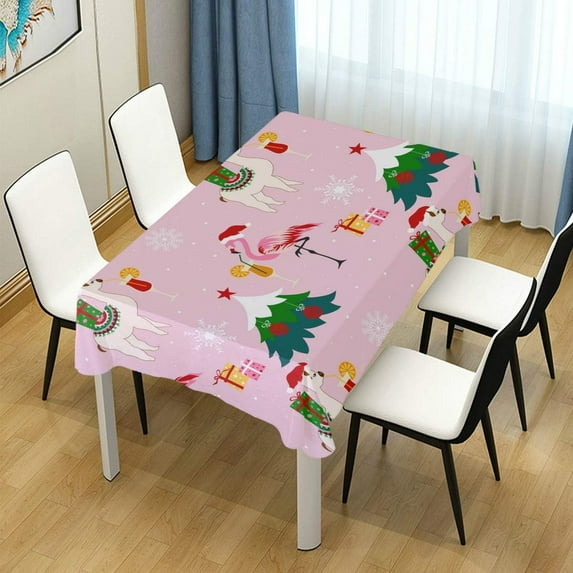 GZHJMY Christmas Flamingo with Llama Rectangle Tablecloth for Kitchen Dining Room Party Table Cover Home Decor 60"(W) x 108"(L)