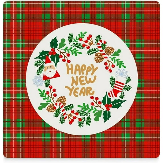 GZHJMY Christmas Frame with Tartan Printed Square Ceramic Coaster for Drinks with Cork Base for Coffee Cups, Place Mats for Home Decor, 4 Pcs