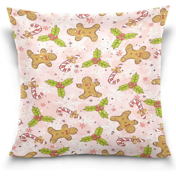 GZHJMY Christmas Gingerbread Man Throw Pillow Cover 18 x 18 Inch, Soft Square Cushion Case for Home Couch Sofa Bedroom Car Farmhouse Decor Home Decor