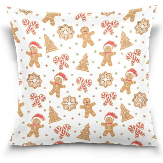 GZHJMY Christmas Gingerbread Pillow Cover 20 x 20 Inch, Soft Decorative Cushion Case Square Throw Pillow Cover for Sofa Living Room Couch Home Decor