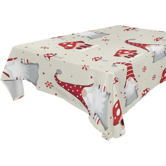 GZHJMY Christmas Gnome Rectangle Tablecloth, Waterproof Stain Wrinkle Resistant Washable Polyester Table Cover for Picnic Dinner Holiday Kitchen Party Decor, 54 x 72 in Home Decor