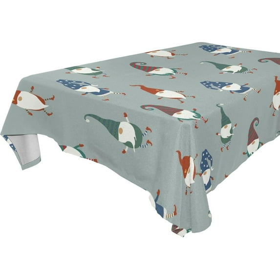 GZHJMY Christmas Gnome Rectangle Tablecloth, Waterproof Stain Wrinkle Resistant Washable Polyester Table Cover for Picnic Dinner Holiday Kitchen Party Decor, 54 x 72 in Home Decor