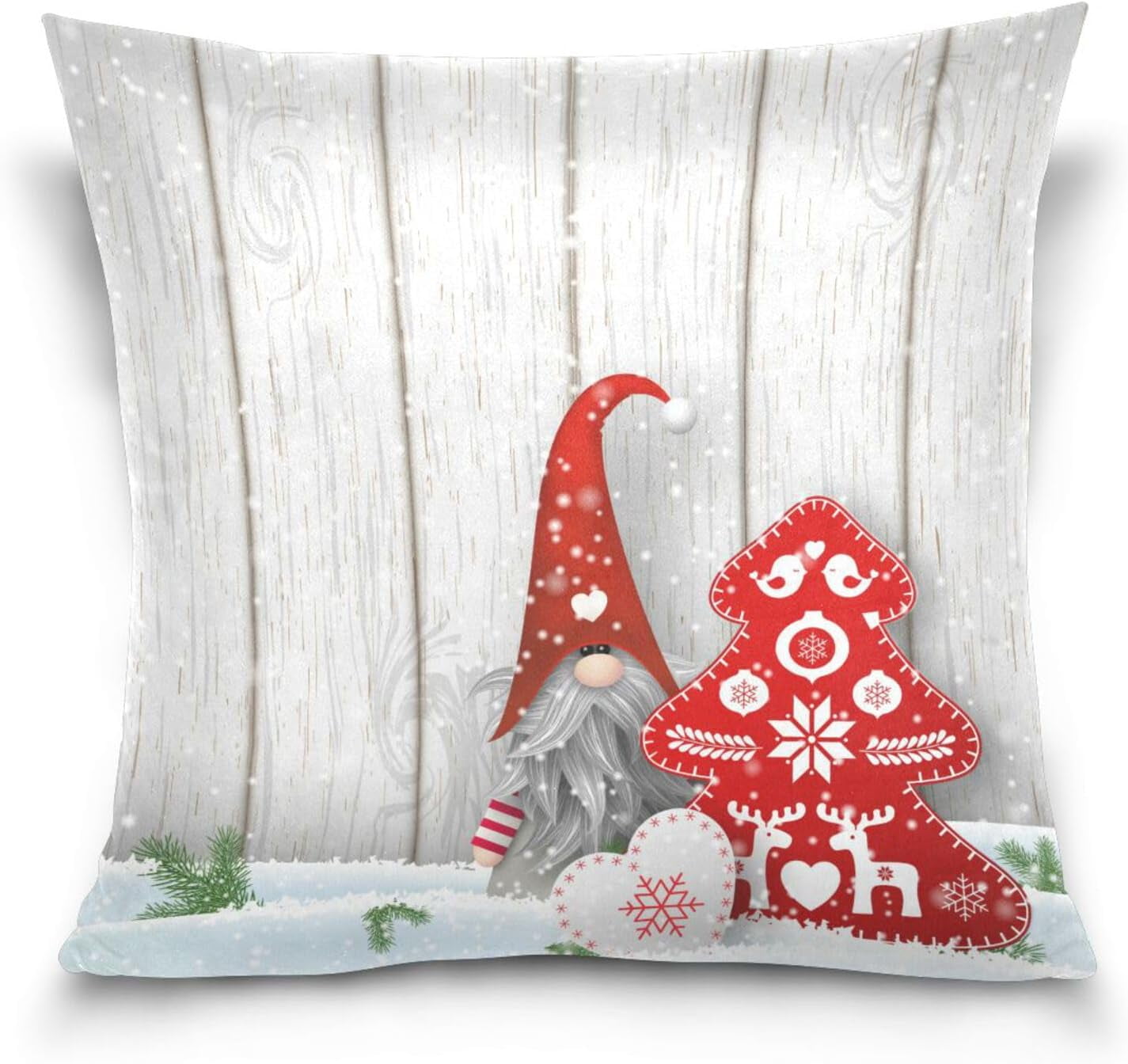 GZHJMY Christmas Gnome Throw Pillow Cover 16 x 16 Inch, Soft Square