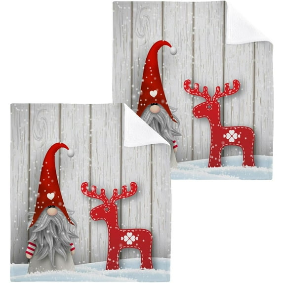 GZHJMY Christmas Gnome Washcloths 6 Pack, Super Soft Absorbent Cotton Baby Face Towels, Washable Reusable Fingertip Towel for Bath Gym Hotel Spa, 12 x 12 Inch