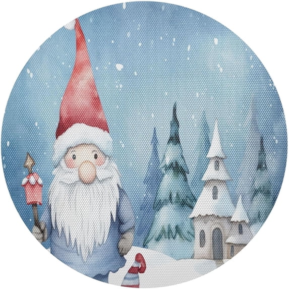 GZHJMY Christmas Green Gnome Placemats Set of 6 Non-Slip Heat Resistant Dining Table Place Mats Washable Kitchen PVC Weave Table Mats Table Mat