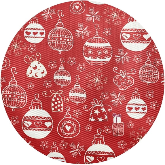 GZHJMY Christmas Light Balls Placemats 1Pcs,Holidays PVC Weave Place Mats Table Mats Non-Slip Easy to Clean for Home Kitchen BBQ Party Table Decor,15.4"