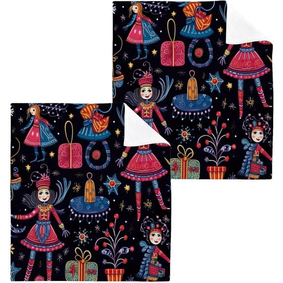 GZHJMY Christmas Nutcracker Cotton Washcloths Set of 4, 12"x12" Super Soft Absorbent Wash Cloths Bathroom Face Cloths Fingertip Towels for Gym Hotel and Spa