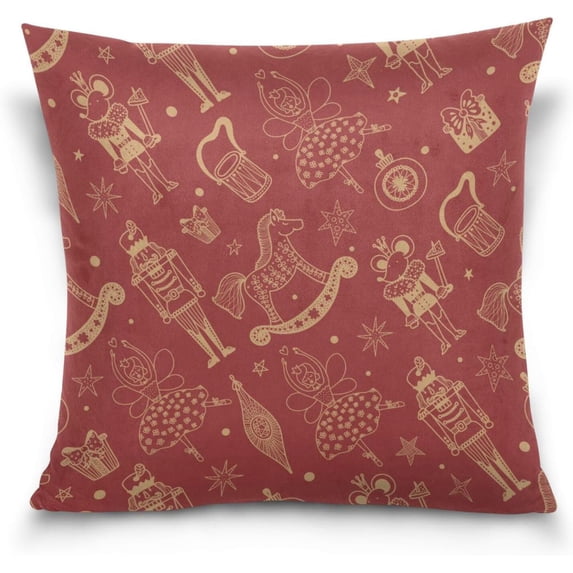 GZHJMY Christmas Nutcracker Pillow Cover 18 x 18 Inch, Soft Decorative Cushion Case Square Throw Pillow Cover for Sofa Living Room Couch Home Decor
