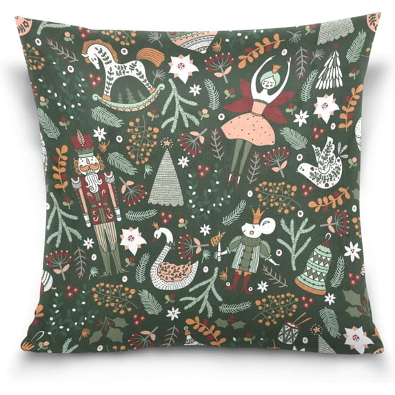 GZHJMY Christmas Nutcracker Pillow Cover 18 x 18 Inch, Soft Decorative Cushion Case Square Throw Pillow Cover for Sofa Living Room Couch Home Decor