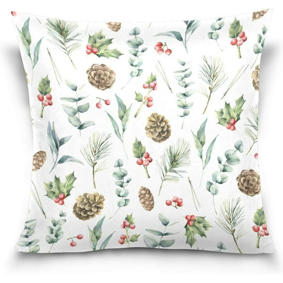 GZHJMY Christmas Pinecone Pillow Cover 16 x 16 Inch, Soft Decorative Cushion Case Square Throw Pillow Cover for Sofa Living Room Couch Home Decor