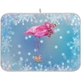 thumbnail image 1 of GZHJMY Christmas Pink Flamingo with Scarf Absorbent Dish Drying Mat Large Microfiber Kitchen Countertop Table Protector Multi-Purpose Counter Rack Sink Drainer Pad (16" x 18"), 1 of 5