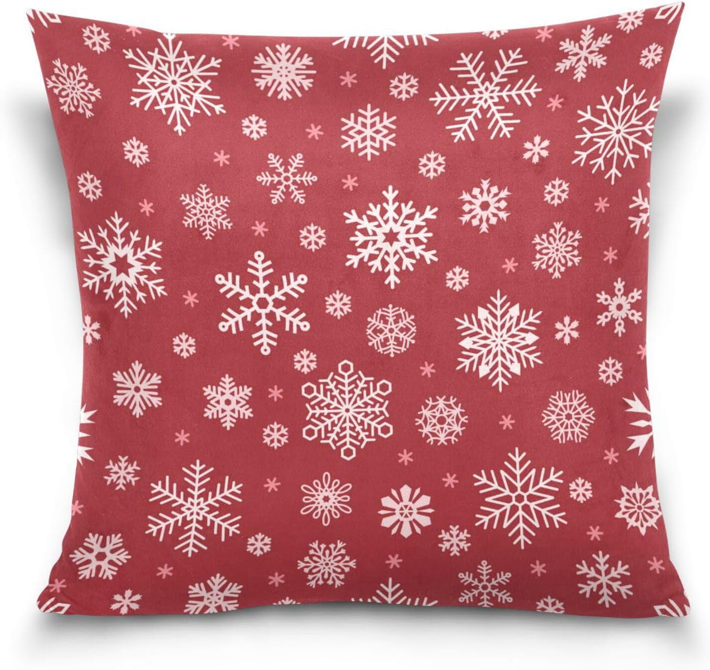GZHJMY Christmas Red Snowflake Throw Pillow Cover 20 x 20 Inch, Soft Square Cushion Case for