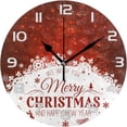 thumbnail image 1 of GZHJMY Christmas Red Snowflake Wall Clock, Silent Non Ticking Battery Operated Creative Decorative Round PVC Clock for Kitchen, Living Room, Bathroom, Home School Office Decor, 10 Inch, 1 of 7