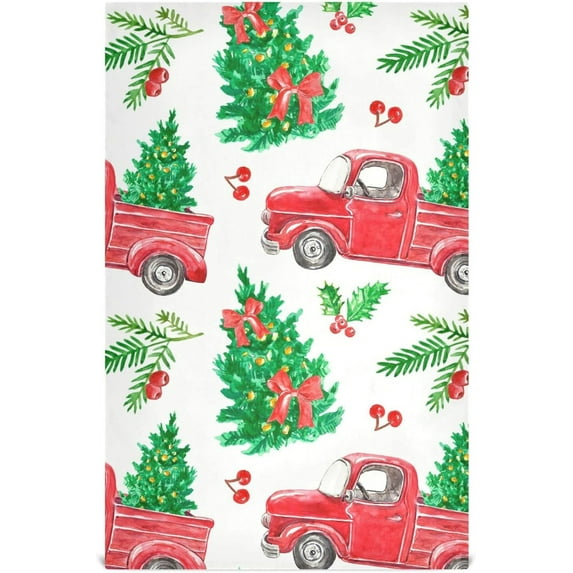 GZHJMY Christmas Red Vintage Truck Kitchen Towels Set of 1 Dishcloths Hand Towels Tea Towels Ultra Absorbent for Cleaning Washing Drying Dishes Tableware 28'' x 18''