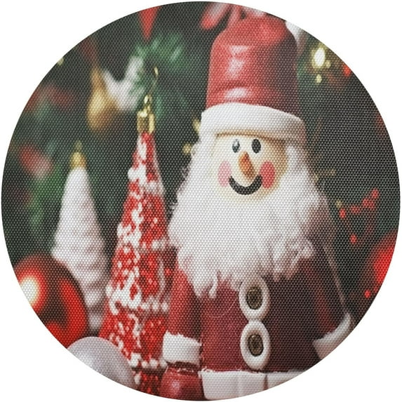 GZHJMY Christmas Santa Claus Round Placemats Set of 1, Non-Slip PVC Table Mats Washable Heat Resistant Place Mats for Kitchen Dining Table Christmas Home Decor, 15.4 Inch Table Mat