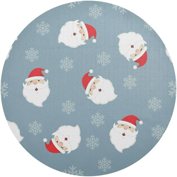GZHJMY Christmas Santa Claus Round Placemats Set of 6, Non-Slip PVC Table Mats Washable Heat Resistant Place Mats for Kitchen Dining Table Christmas Home Decor, 15.4 Inch Table Mat