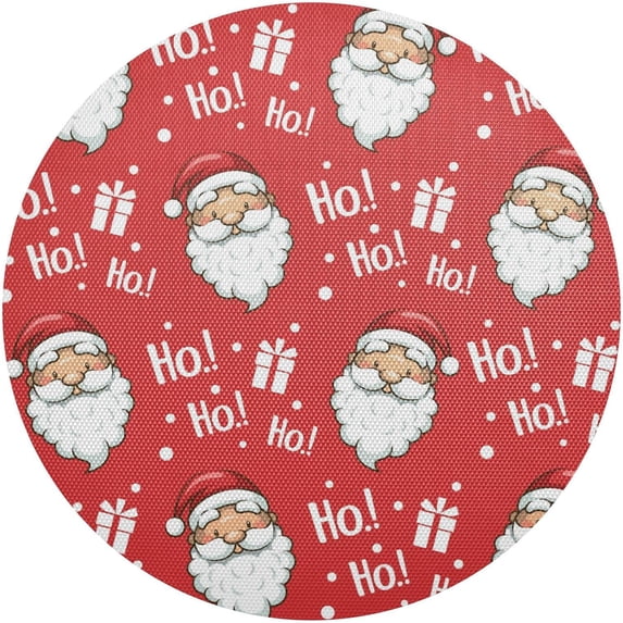 GZHJMY Christmas Santa Claus Round Placemats Set of 6, Non-Slip PVC Table Mats Washable Heat Resistant Place Mats for Kitchen Dining Table Christmas Home Decor, 15.4 Inch Table Mat