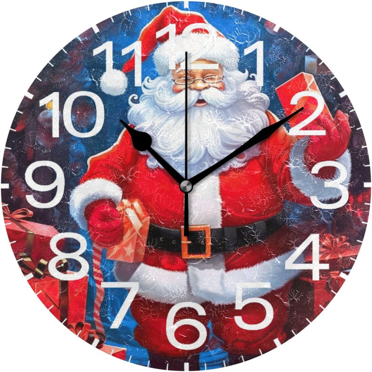 GZHJMY Christmas Santa Claus Wall Clock, PVC Silent Non Ticking 10 Inch ...