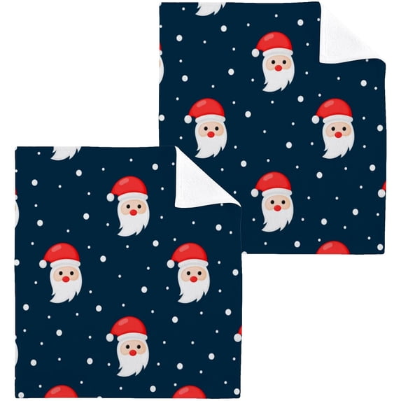 GZHJMY Christmas Santa Claus Washcloths 2 Pack, Super Soft Absorbent Cotton Baby Face Towels, Washable Reusable Fingertip Towel for Bath Gym Hotel Spa, 12 x 12 Inch