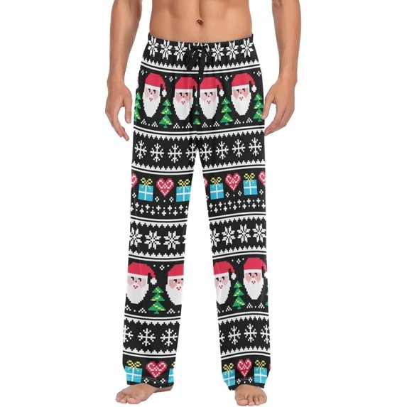 GZHJMY Christmas Santa Pajama Pants for Men, Lounge Pants Lightweight Men Pajama Bottoms with Drawstring Pockets, Christmas New Year Birthday Gifts, Small