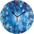 thumbnail image 1 of GZHJMY Christmas Snowflake Wall Clock, Silent Non Ticking Battery Operated Creative Decorative Round PVC Clock for Kitchen, Living Room, Bathroom, Home School Office Decor, 10 Inch, 1 of 7