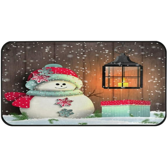 GZHJMY Christmas Snowman Kitchen Rug,Christmas Antiskid Mat for Porch Floor Long Door Mat, Non-Slip Bedroom Bedside Mats - 39x20in Carpet Runner