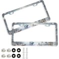 thumbnail image 1 of GZHJMY Christmas Snowman License Plate Frames Set of 2, Universal Aluminum License Plate Holders 2 Holes Car Tag Frames Automotive Exterior Accessories with Screw Caps Decorative, 1 of 7