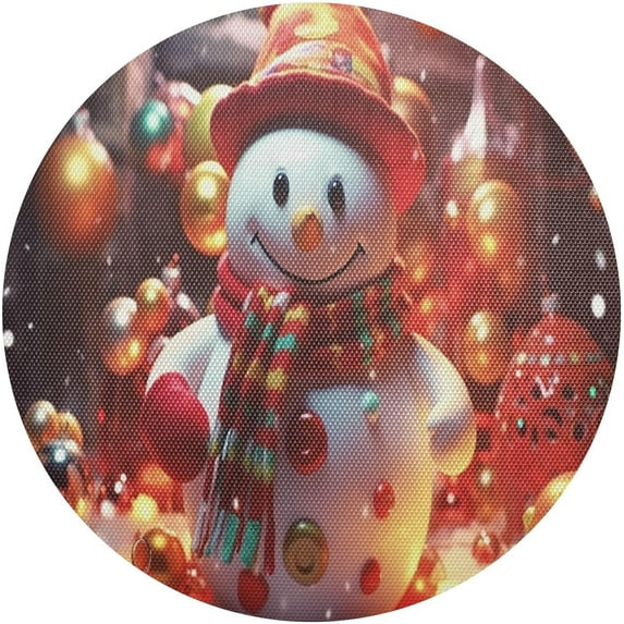 GZHJMY Christmas Snowman Placemats Set of 6 Non-Slip Heat Resistant Dining Table Place Mats Washable Kitchen PVC Weave Table Mats Table Mat
