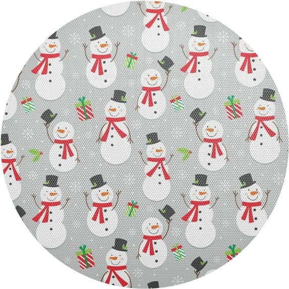 GZHJMY Christmas Snowman Round Placemats Set of 4, Non-Slip PVC Table Mats Washable Heat Resistant Place Mats for Kitchen Dining Table Christmas Home Decor, 15.4 Inch Table Mat