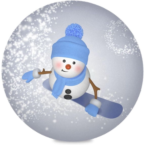 GZHJMY Christmas Snowman Round Placemats Set of 4, Non-Slip Table Mats Washable Heat Resistant Place Mats for Kitchen Dining Table Home Decor,15.4 Inch