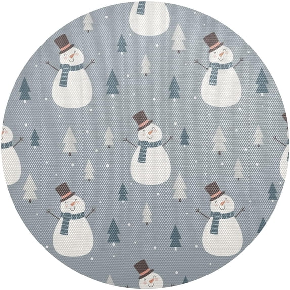 GZHJMY Christmas Snowman Round Placemats Set of 6, Non-Slip PVC Table Mats Washable Heat Resistant Place Mats for Kitchen Dining Table Christmas Home Decor, 15.4 Inch Table Mat