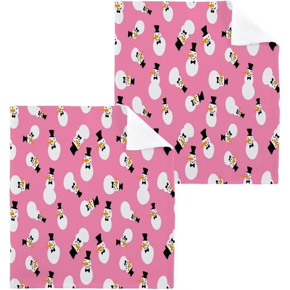 GZHJMY Christmas Snowman Washcloths 4 Pack, Super Soft Absorbent Cotton Baby Face Towels, Washable Reusable Fingertip Towel for Bath Gym Hotel Spa, 12 x 12 Inch