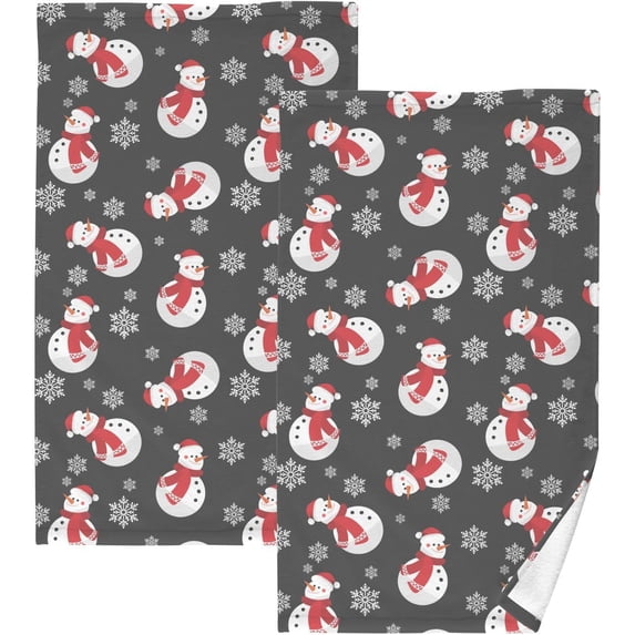 GZHJMY Christmas Snowman Winter Hand Towel Cotton Soft Absorbent Bath Hand Towels Decor, Multipurpose for Kitchen, Hotel, Spa, Yoga, Gym, Set of 2