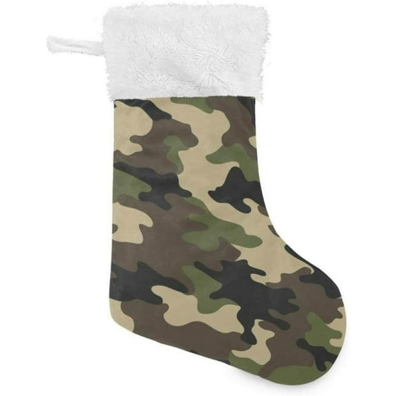 GZHJMY Christmas Stocking, Personalized Camoouflage Large Candy Stocking, 1 PCS Hanging Gift Xmas Stocking Decoration for Family Holiday Party Ornaments Decor Fireplace