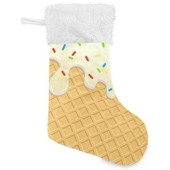 GZHJMY Christmas Stocking, Personalized Ice Cream Large Candy Stocking, 1 PCS Hanging Gift Xmas Stocking Decoration for Family Holiday Party Ornaments Decor Fireplace