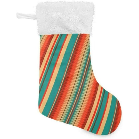 GZHJMY Christmas Stocking, Personalized Mexican Serape Stripes Large Candy Stocking, 1 PCS Hanging Gift Xmas Stocking Decoration for Family Holiday Party Ornaments Decor Fireplace