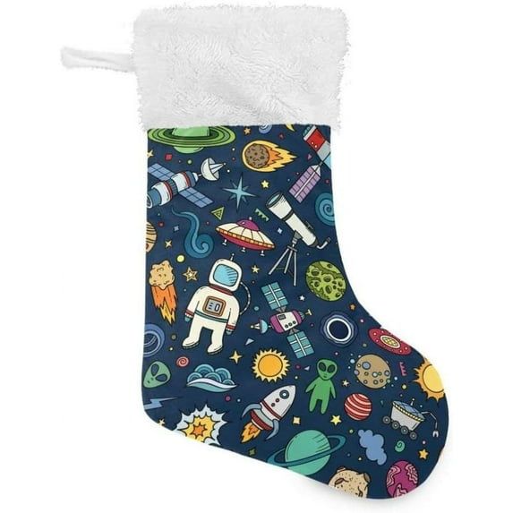 GZHJMY Christmas Stocking, Personalized Space Planet Large Candy Stocking, 1 PCS Hanging Gift Xmas Stocking Decoration for Family Holiday Party Ornaments Decor Fireplace