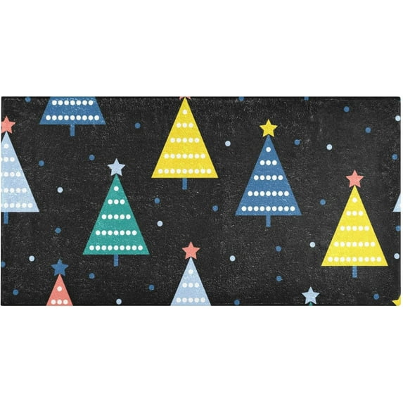 GZHJMY Christmas Tree Black Bathroom Rugs Bath Mat 39 x 20 Inch Non-Slip Extra Soft and Absorbent Shaggy Bath Carpet for Tub, Shower, Bathroom Carpet Runner