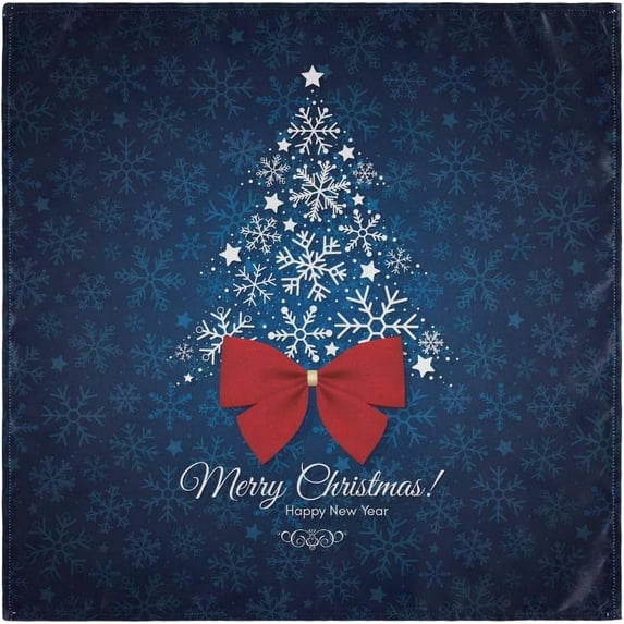 GZHJMY Christmas Tree Navy Cloth Napkins Washable Reusable Polyester Dinner Napkins 20 x 20 Inch for Home Weddings Parties Holiday Table Napkins Set of 4