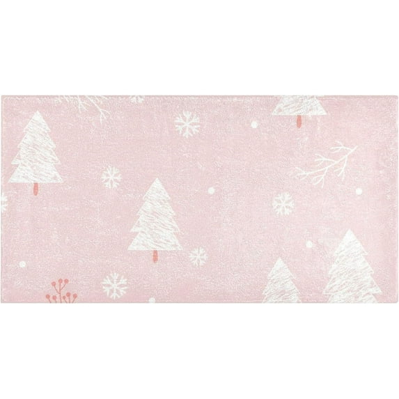 GZHJMY Christmas Tree Pink Bathroom Rugs Bath Mat 39 x 20 Inch Non-Slip Extra Soft and Absorbent Shaggy Bath Carpet for Tub, Shower, Bathroom Carpet Runner