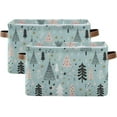 thumbnail image 1 of GZHJMY Christmas Tree Rectangular Storage Bins, 2 PCS Collapsible Toy Storage Bins, Waterproof Canvas Rectangular Storage Bin with Leather Handles for Closets,Bedrooms,Kids Toy,Gift Baskets, 1 of 6