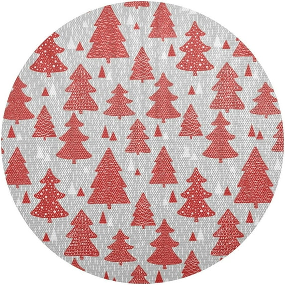 GZHJMY Christmas Tree Round Placemats Set of 1, Non-Slip PVC Table Mats Washable Heat Resistant Place Mats for Kitchen Dining Table Christmas Home Decor, 15.4 Inch Table Mat