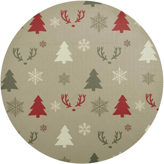 GZHJMY Christmas Tree Round Placemats Set of 4, Non-Slip PVC Table Mats Washable Heat Resistant Place Mats for Kitchen Dining Table Christmas Home Decor, 15.4 Inch Table Mat